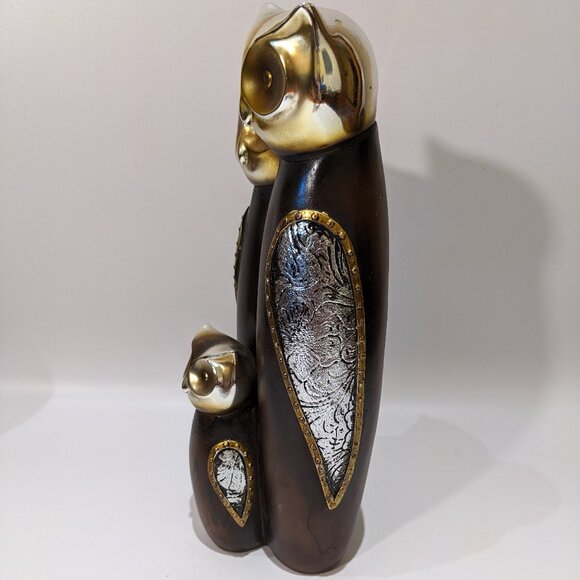 Adorable Trio of 3 Wise Owls Mama Papa Baby Décor Accent Piece Gold & Brown - Picture 3 of 6